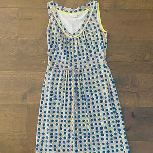 BODEN Polka Dot Dress Sleeveless Blue and Yellow Women’s Dress 4R